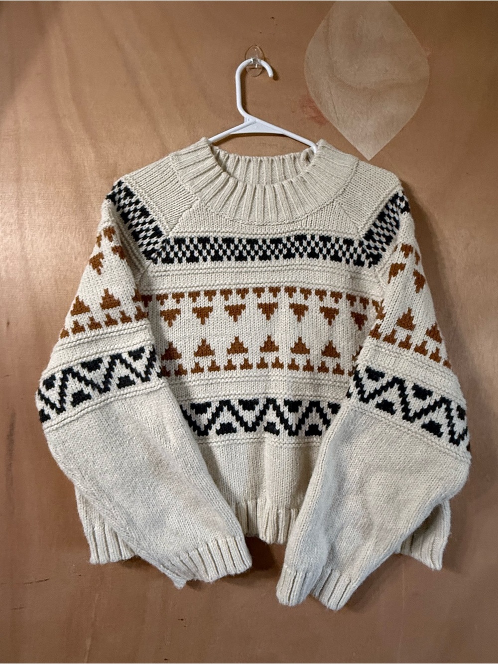 Universal Thread Fair Isle Chunky Cream Ivory Coastal Sweater XL